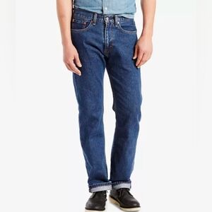 NEW Mens Levi's Classic 505 Thick Jeans 34x32 Regular Fit Straight Leg Dark Blue